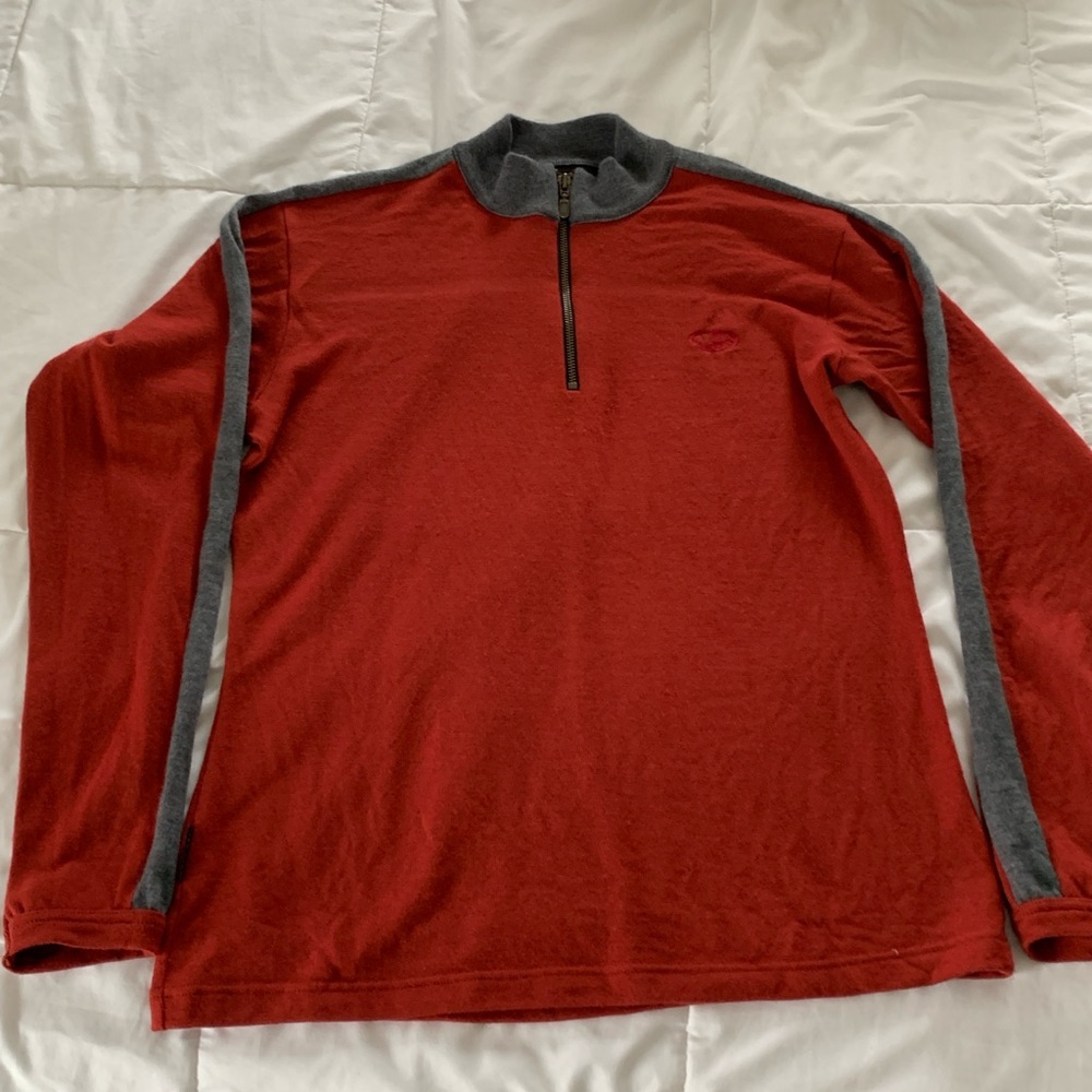 Icebreaker Womens red wool quarter zip sweater Size L